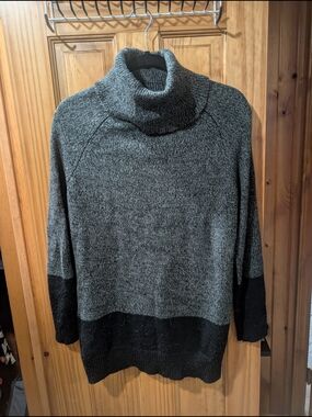 Dynamite Gray & Black Cowl Neck Colorblock Sweater